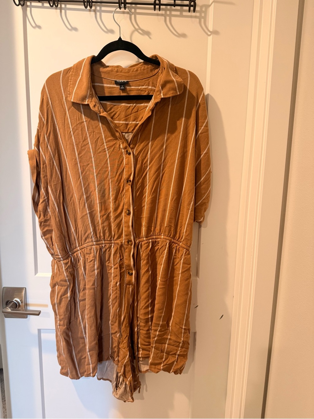 torrid Rust-Striped Button Midi Shirt Dress